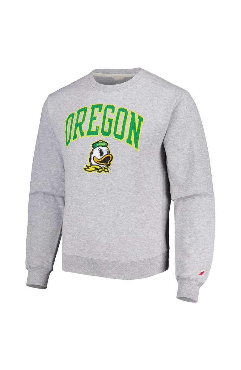LEAGUE COLLEGIATE WEAR Men's League Collegiate Wear Gray Oregon Ducks 1965 Arch Essential Pullover Sweatshirt, Alternate, color,