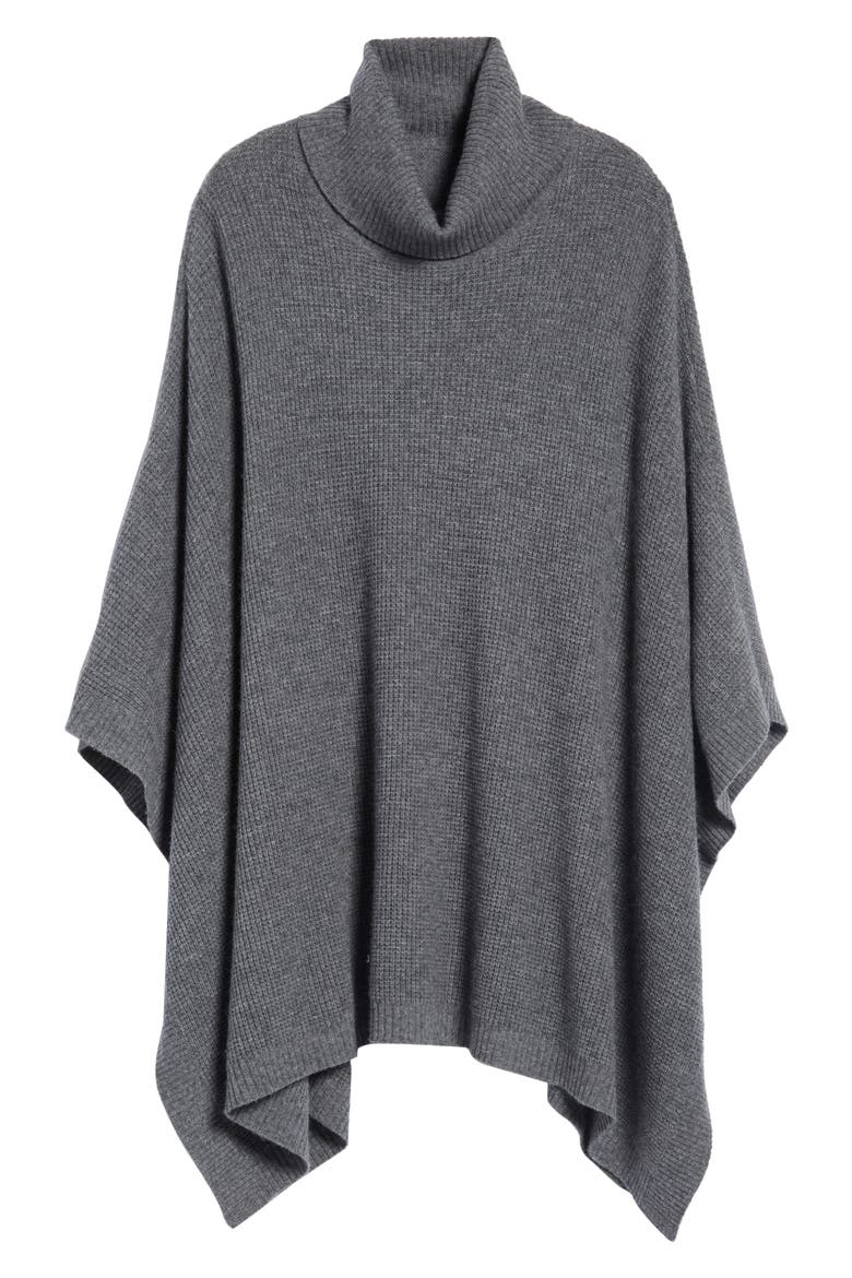 Wool & Cashmere Poncho, Alternate, color, GREY DARK HEATHER