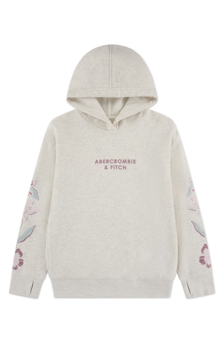 abercrombie kids Kids' Logo Cotton Blend Hoodie, Main, color, Oatmeal Heather