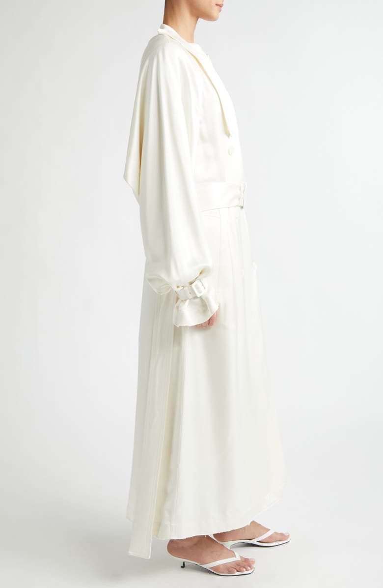 TOTEME Satin Trench Coat, Alternate, color, Off-White