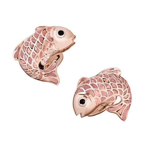 Koi Fish Mother of Pearl Sterling Cufflinks