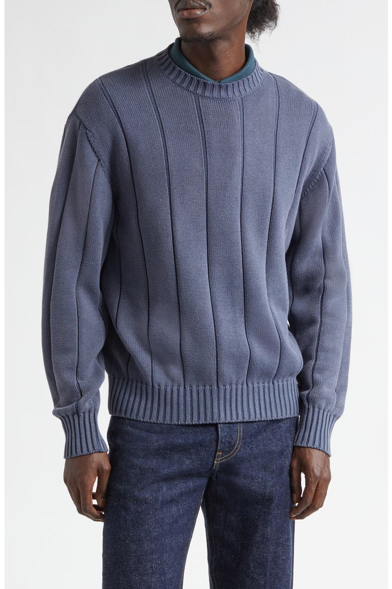 Drop Needle Cotton Sweater, Main, color, DEEP BLUE