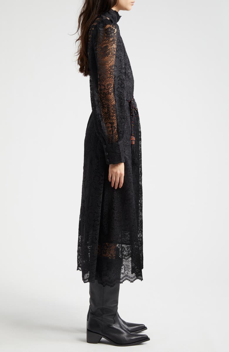 FARM Rio Lace Tie Belt Long Sleeve Dress, Alternate, color, 