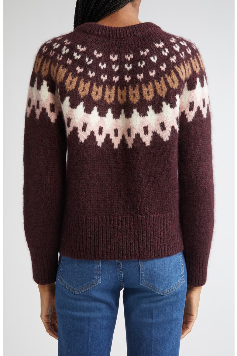 Anne Fair Isle Alpaca Blend Sweater, Alternate, color, RAISIN MULTI