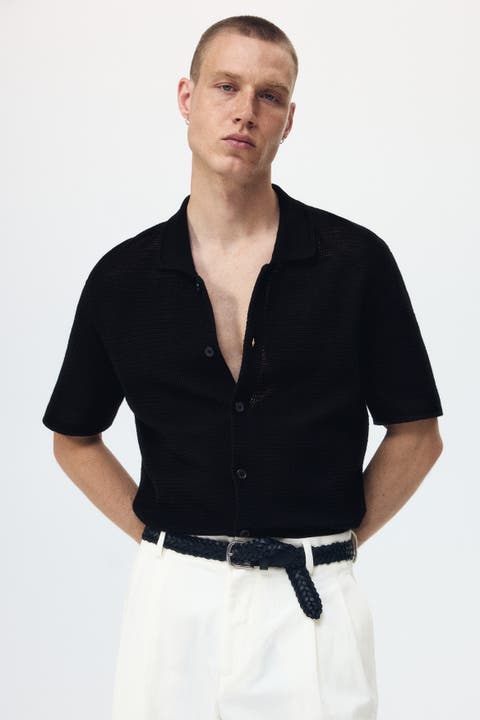 Regular Fit Hole-knit Shirt