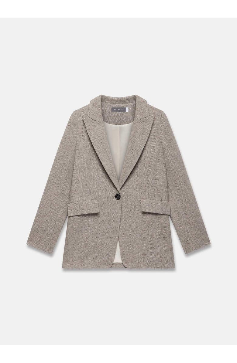 MINT VELVET Herringbone Single Breasted Blazer, Alternate, color, Neutral