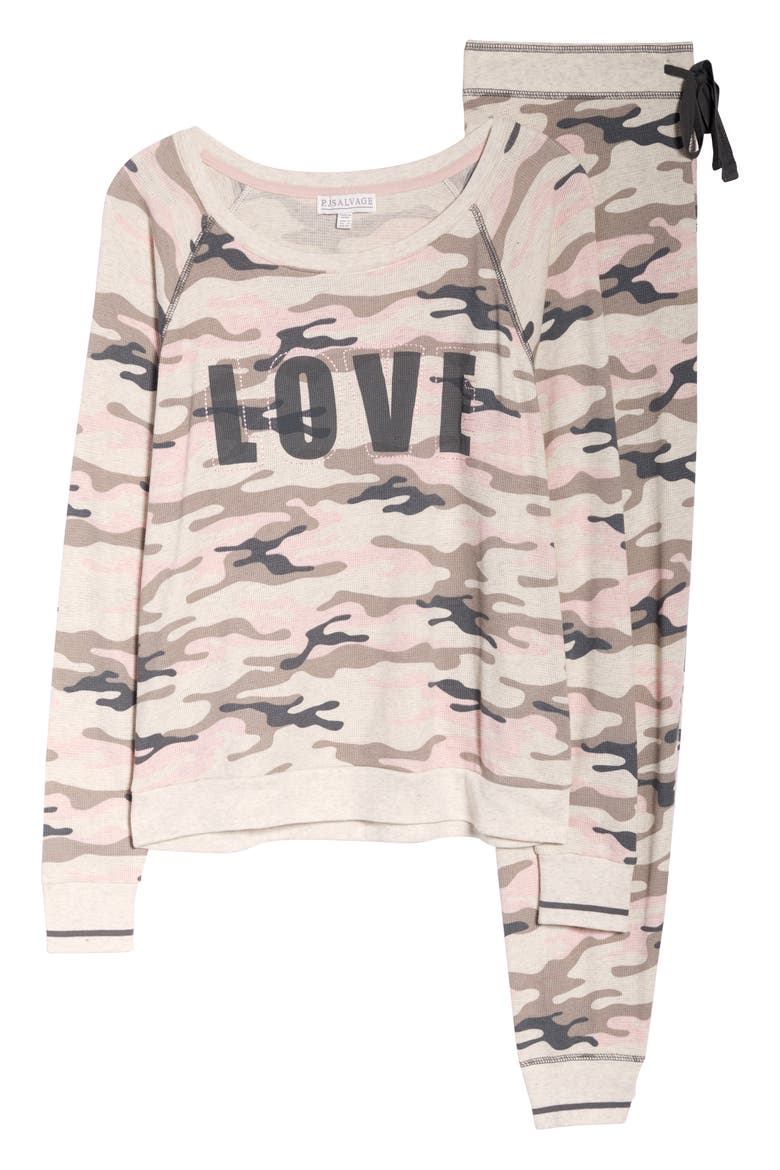 Stripe Thermal Pajamas, Alternate, color, OATMEAL