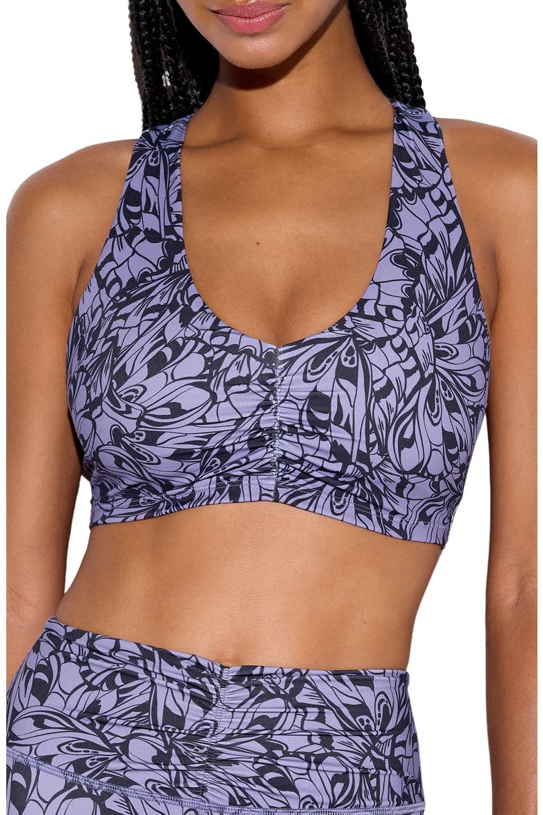 Manifest Calypso Ruched Sports Bra, Main, color, DAWN