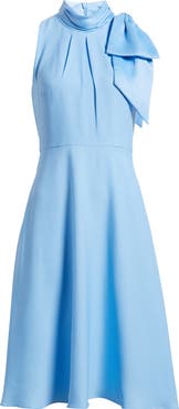 Eliza J Bow Mock Neck Fit & Flare Midi Dress