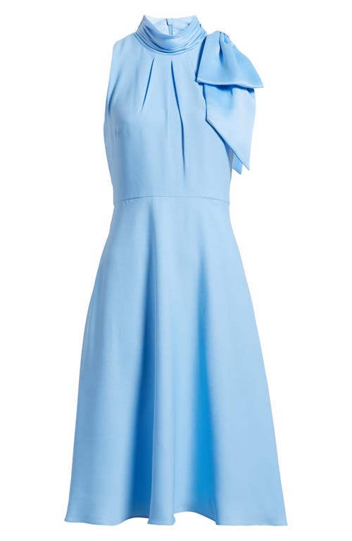 Shop Eliza J Bow Mock Neck Fit & Flare Midi Dress In Light Blue