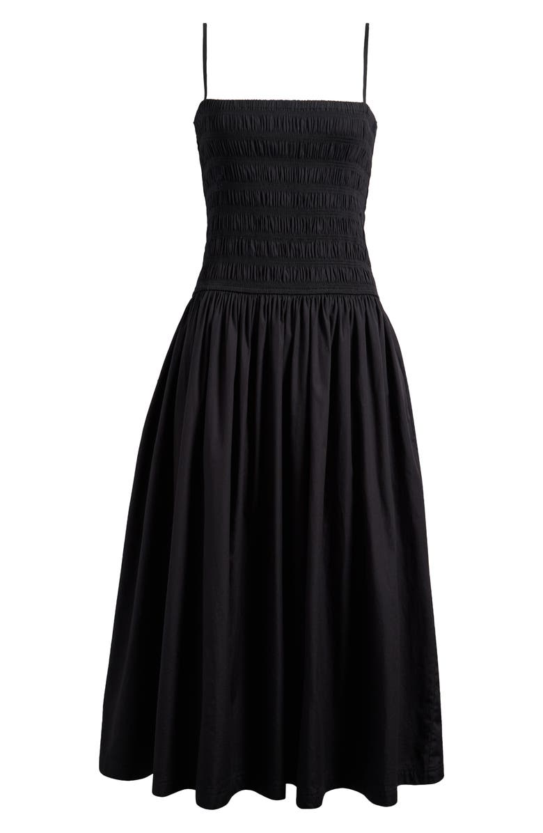 Madewell Smocked Cotton Poplin Maxi Dress, Alternate, color, Jet Black