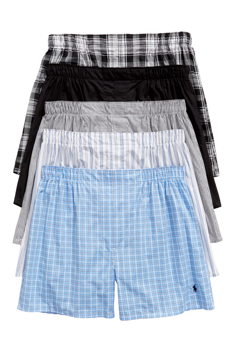 5-Pack Assorted Cotton Boxers, Main, color, GREY/ASSORTED