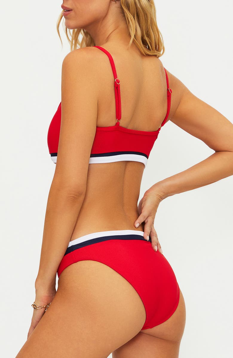 Beach Riot Val Rib Bikini Top, Alternate, color, Crimson Firework Colorblock