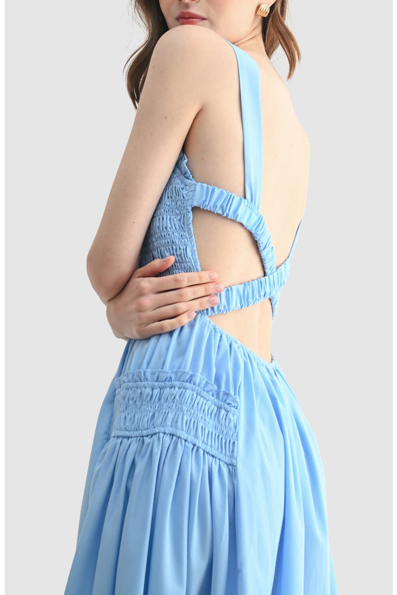 Smocked Cross Back Midi Sundress, Alternate, color, LIGHT BLUE