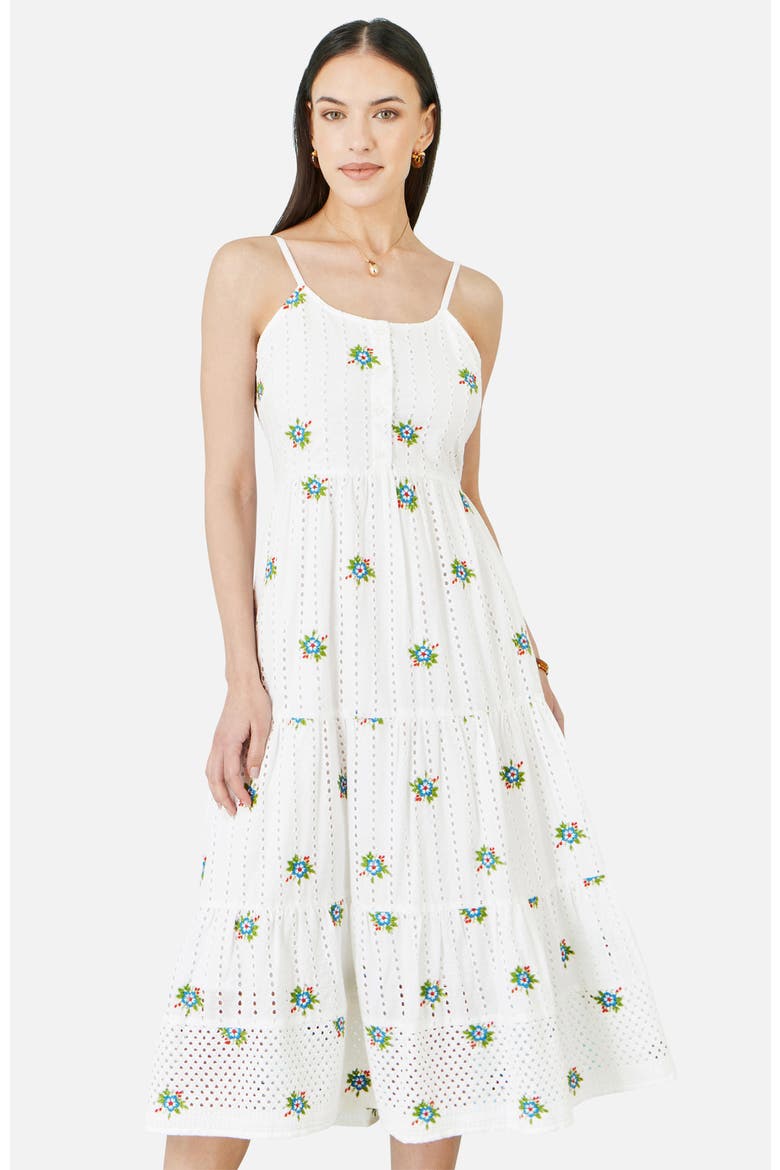 Embroidered Broderie Midi Sun Dress, Main, color, White