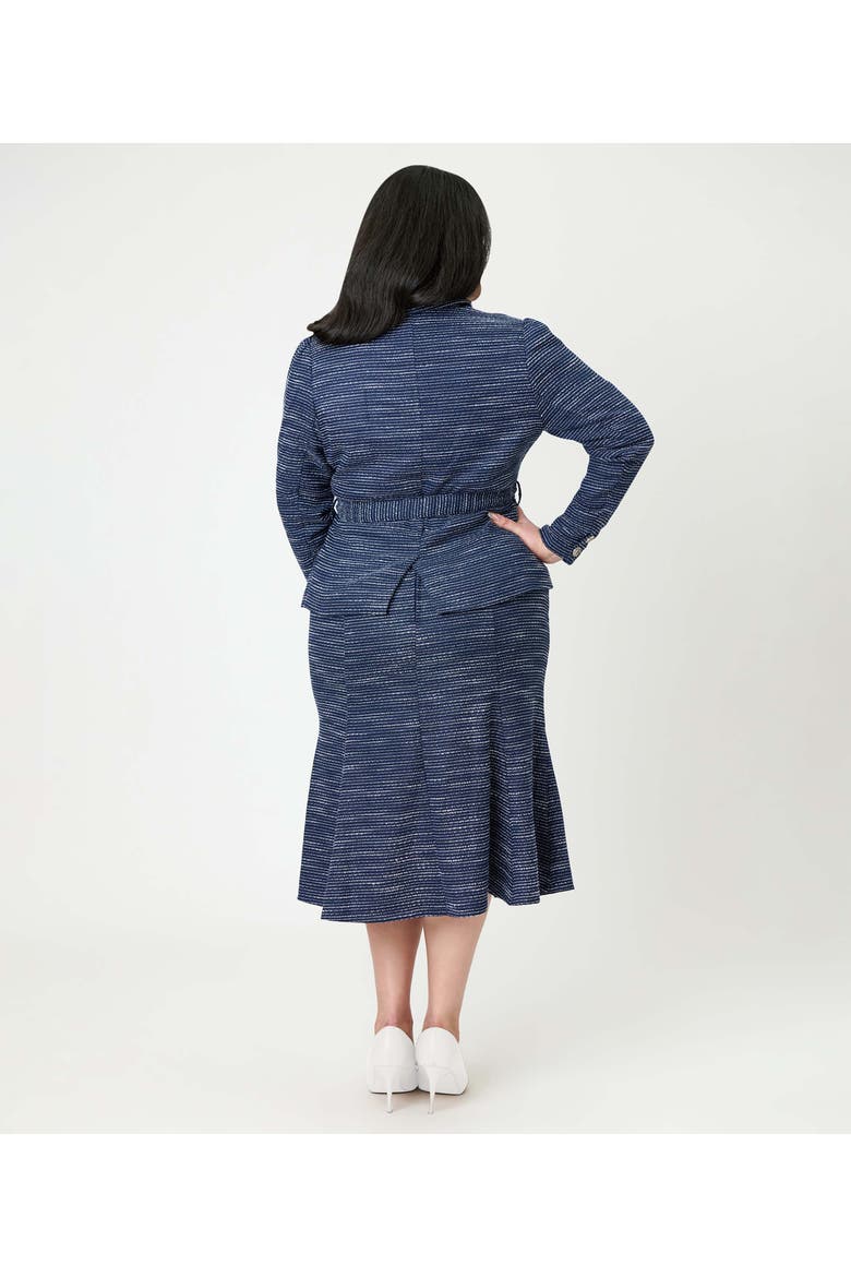 Plus Size Tweed Tina Trumpet Skirt, Alternate, color, Navy  Tweed