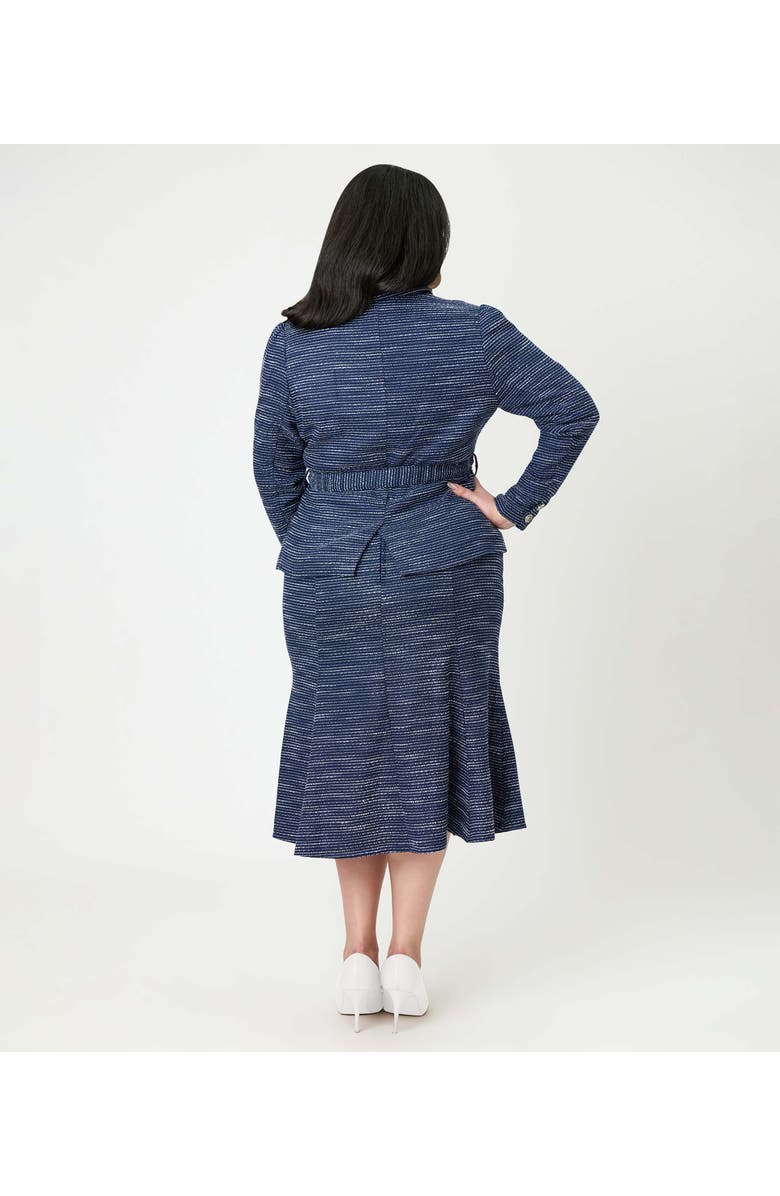 Unique Vintage Plus Size Tweed Tina Trumpet Skirt, Alternate, color, Navy  Tweed
