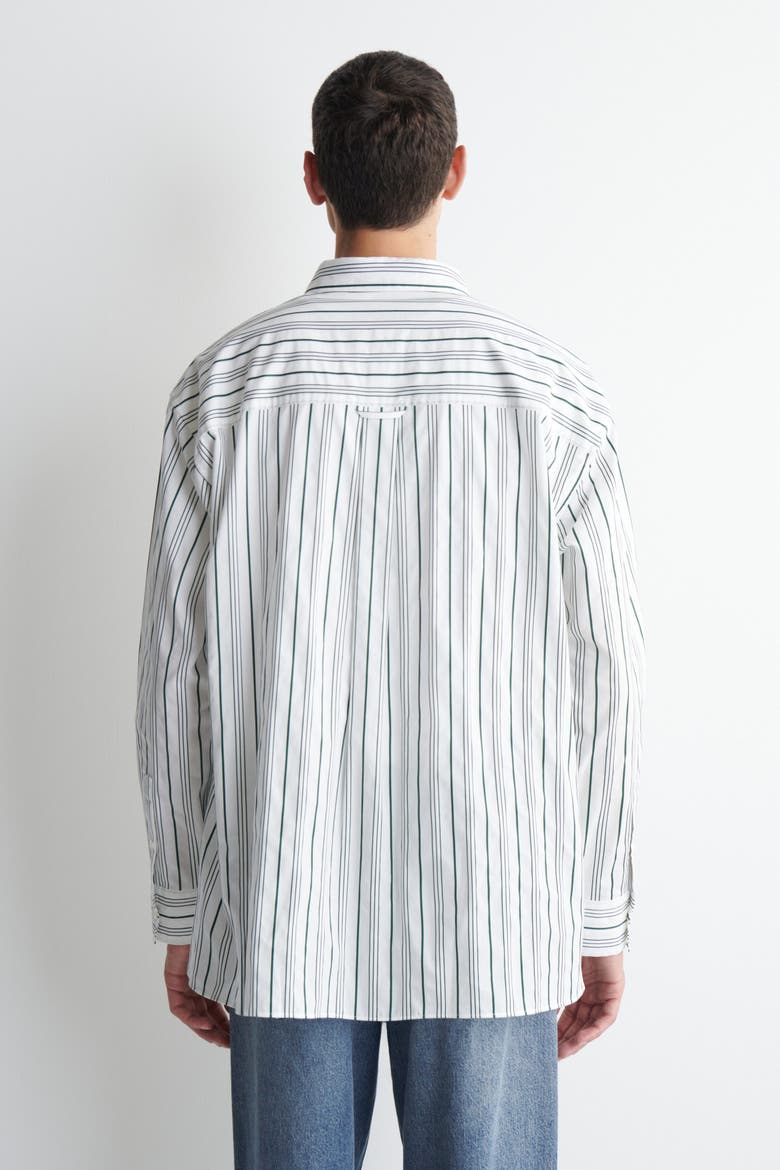 Oversized Striped Cotton-poplin Shirt, Alternate, color, WHITE / GREEN / STRIPED