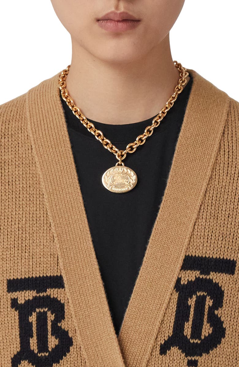 Burberry Nadine TB Monogram Wool Cardigan, Alternate, color, 