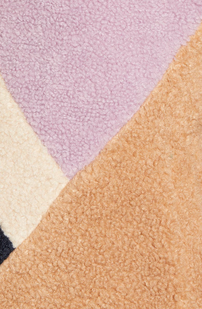 J.O.A. Colorblock Faux Shearling Quarter Zip Jacket, Alternate, color, 