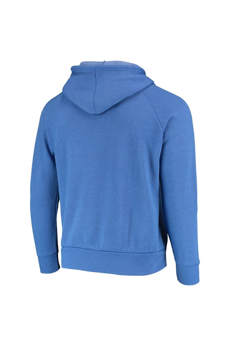 Men's Majestic Threads Heathered Royal Golden State Warriors Mantra Tri-Blend V-Neck Raglan Pullover Hoodie, Alternate, color, Heather Royal