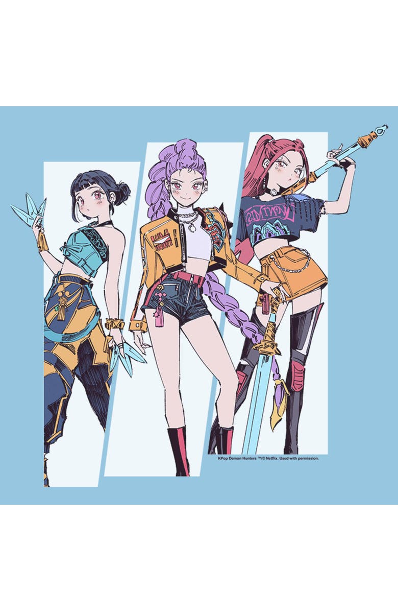 KPop Demon Hunters Boy's KPop Demon Hunters Huntrix Manhwa Style  Graphic T-Shirt, Alternate, color, Light Blue