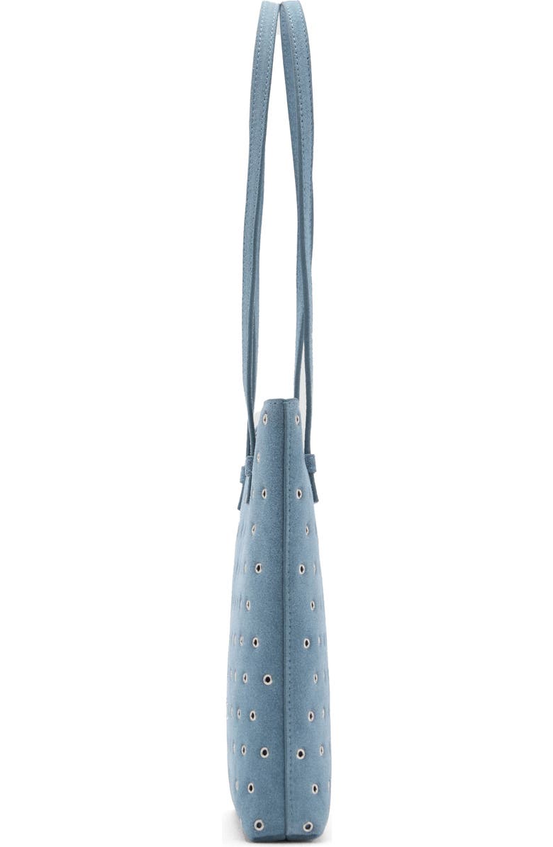 MANGO Die-Cut Leather Shopper Bag, Alternate, color, Blue
