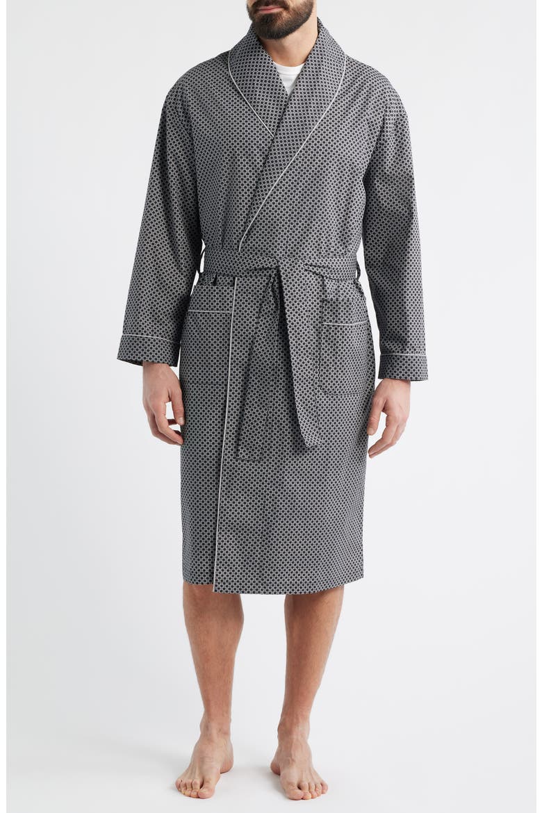 Sanctuary Sateen Shawl Collar Cotton Robe, Main, color, BLACK