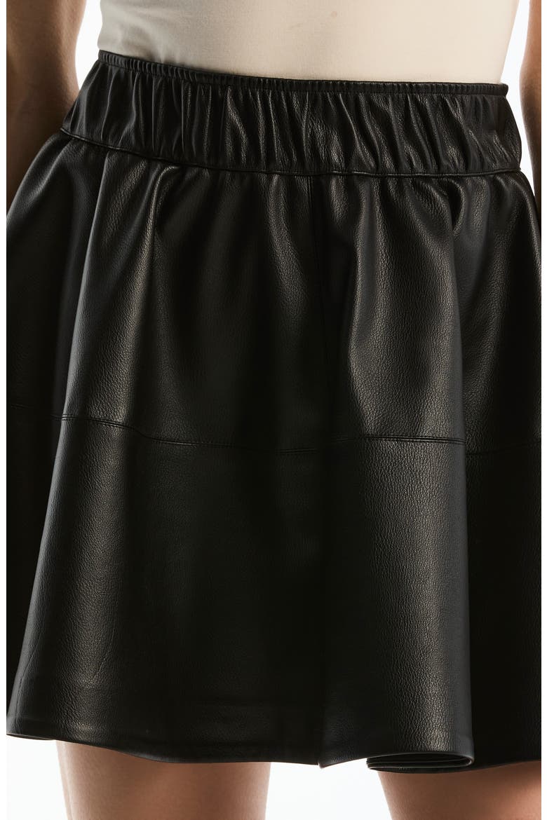 Faux Leather Skater Miniskirt, Alternate, color, BLACK