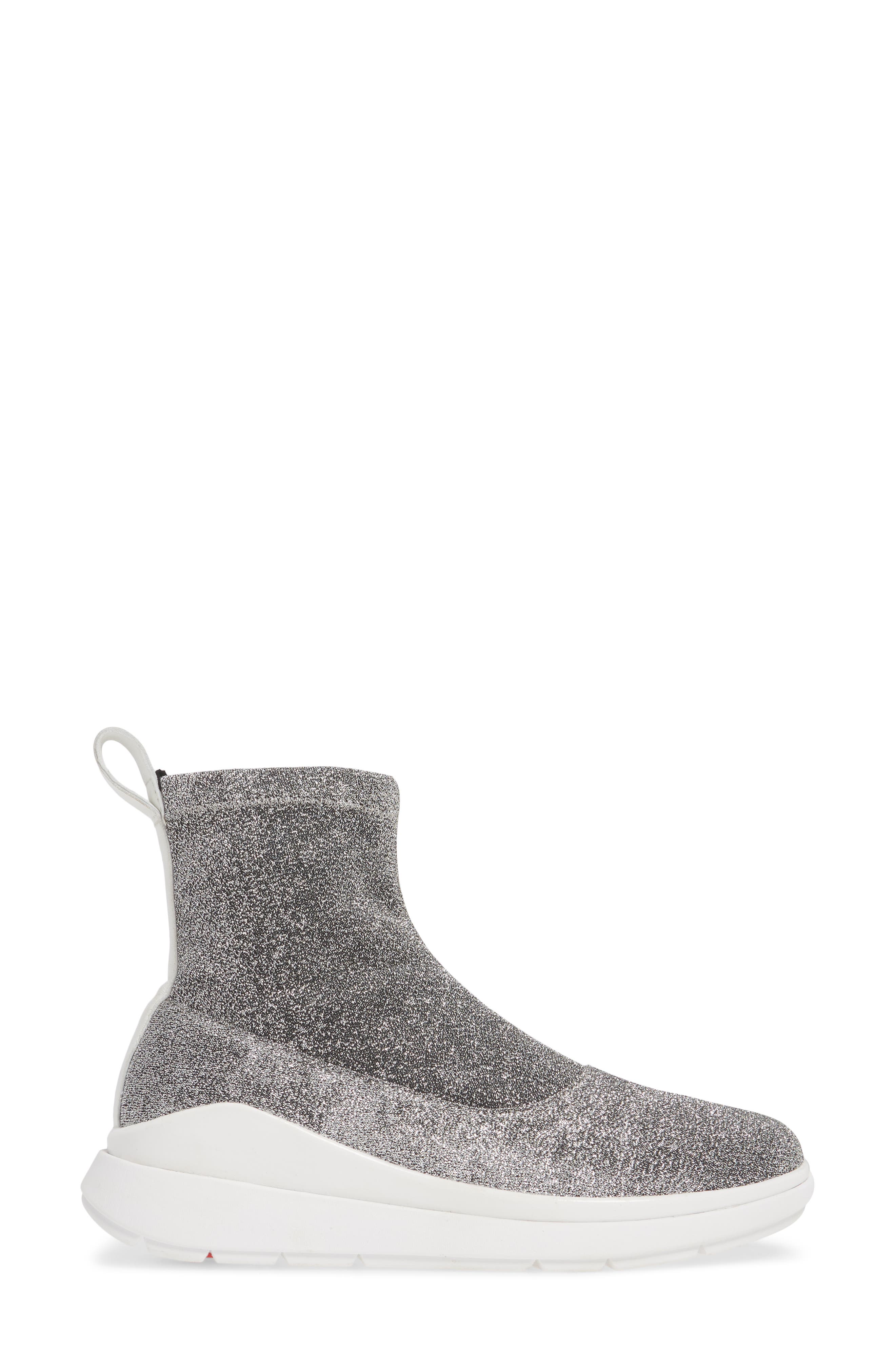 Loosh Luxe Metallic Rapid Knit Bootie, Alternate, color, SILVER FABRIC