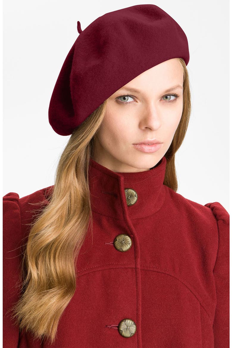 Basic Wool Beret, Main, color, BORDEAUX