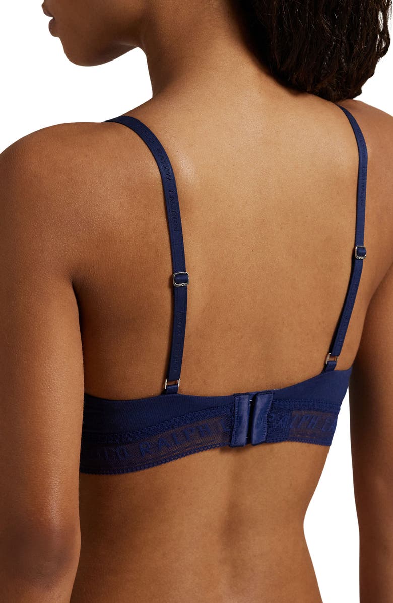 Polo Ralph Lauren Lace 
Stretch Cotton Rib Triangle Bralette, Alternate, color, Navy