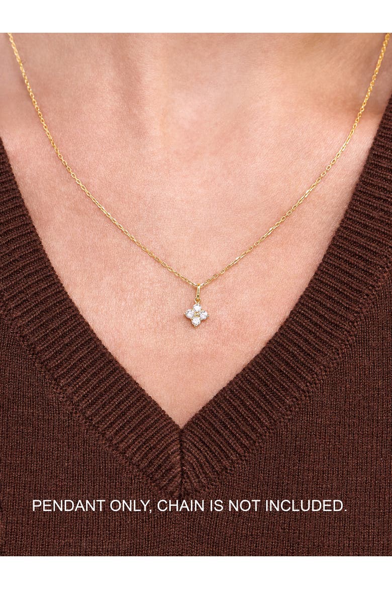 Clover Lab Grown Diamond Pendant in 14K Gold, Alternate, color, Gold