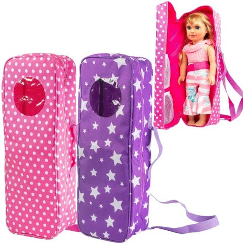 Doll Storage Carrying Case - for Any 18" Doll - Organizer Storage Traveling Accessories Case Clear Window, Zipper, and Carrying Strap