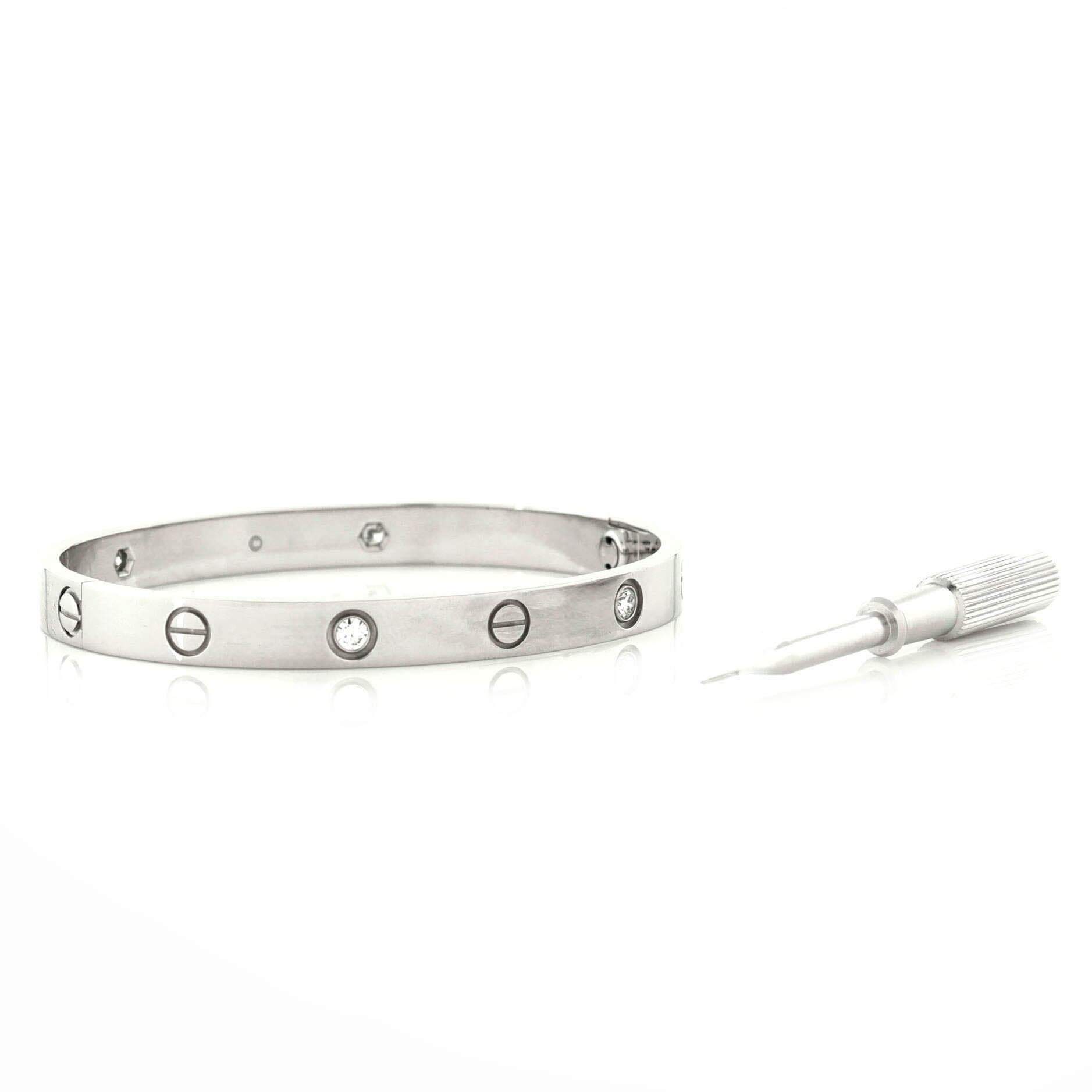 Love 4 Diamond Bracelet 18K White Gold and Diamonds, Alternate, color, Metallic Gold