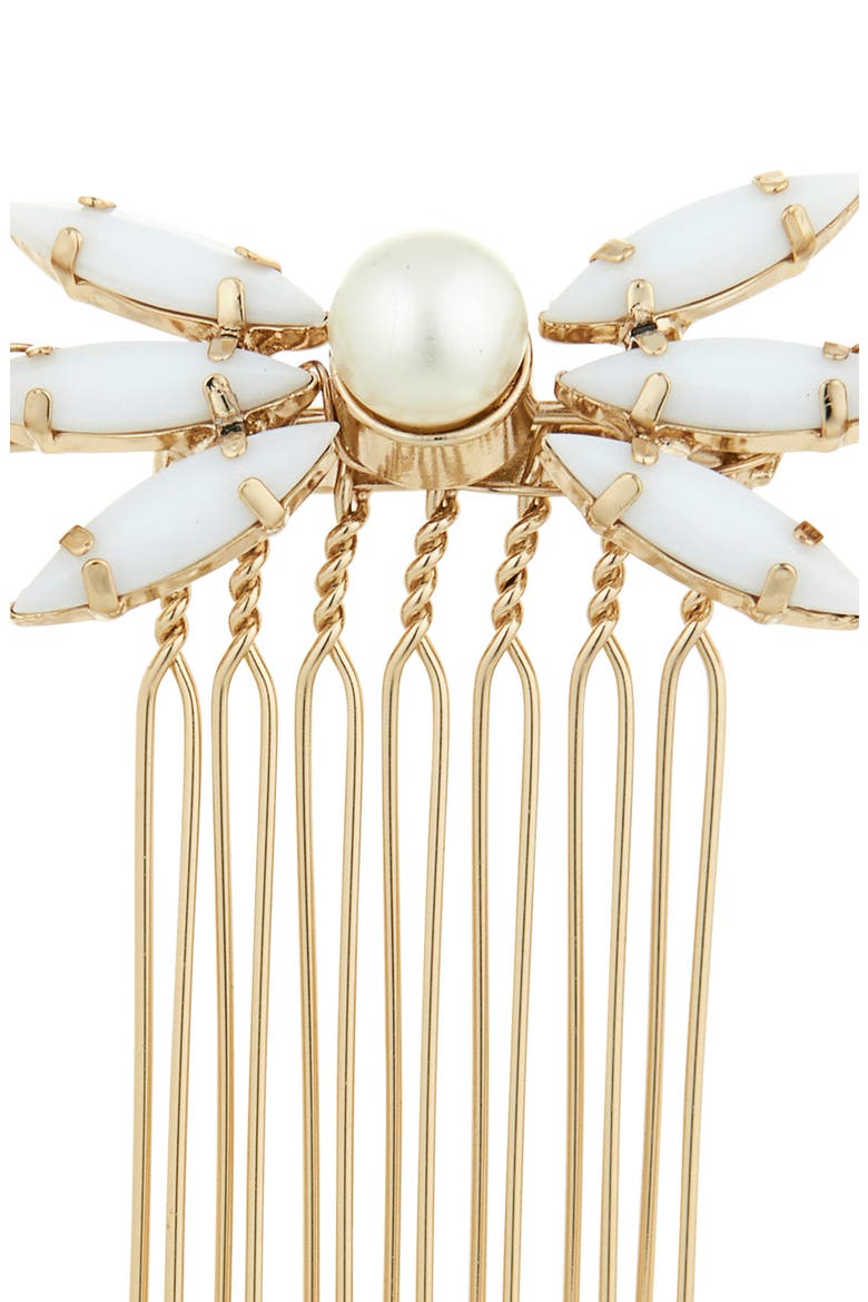 Seira Opal & Faux Pearl Hair Comb, Alternate, color, GOLD