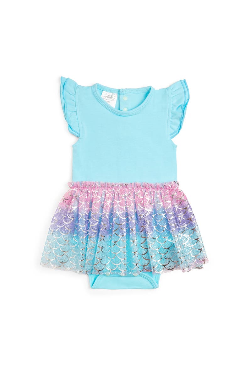 Sparkling Mermaid Short Sleeve Tutu Bodysuit, Main, color, Multicolor