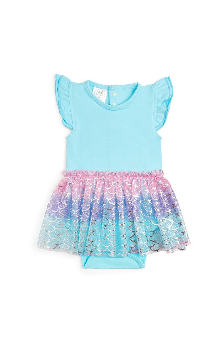 Sweet Wink Sparkling Mermaid Short Sleeve Tutu Bodysuit, Main, color, 
