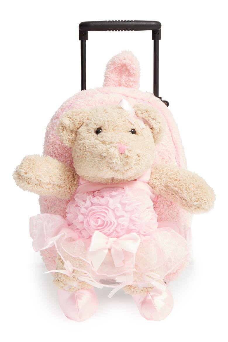 'Trolley - Ballet Bear' Rolling Backpack, Main, color, PINK