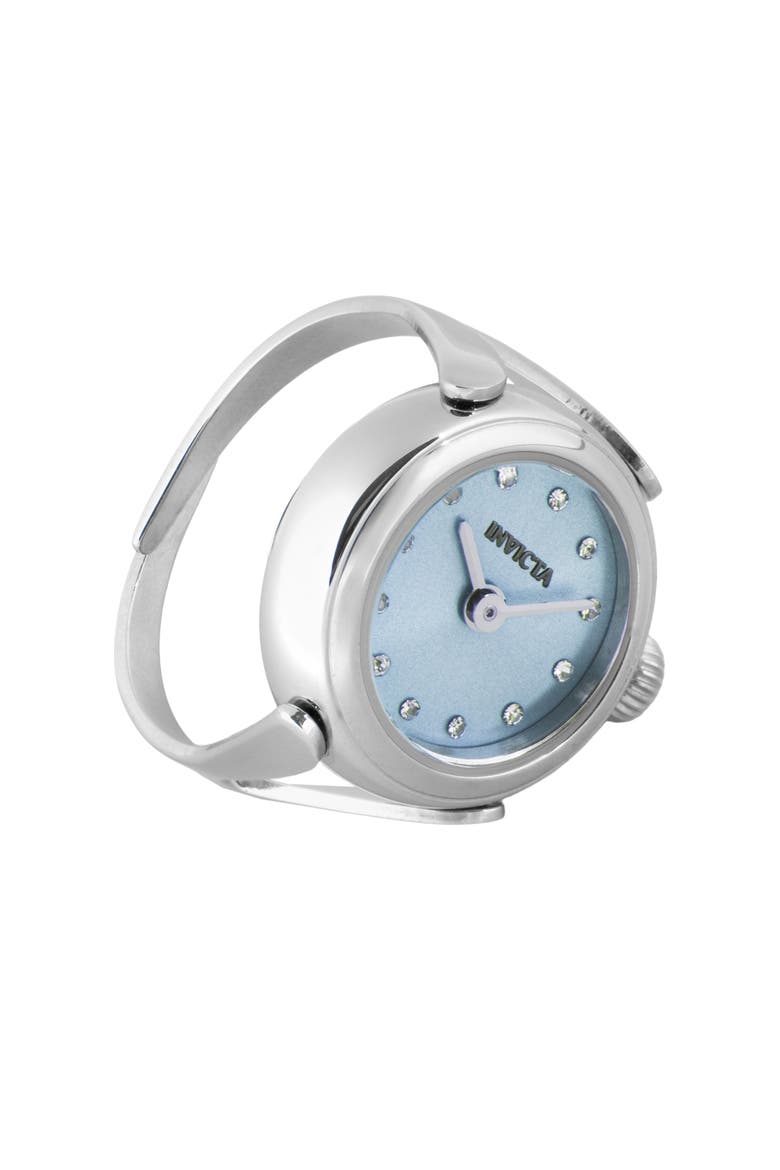 Mini Ring Quartz Watch, Alternate, color, LIGHT BLUE/ SILVER