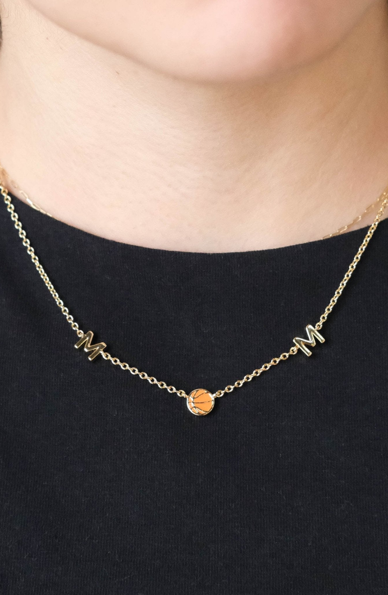 Nickel & Suede Basketball Mom Necklace, Alternate, color, Gold