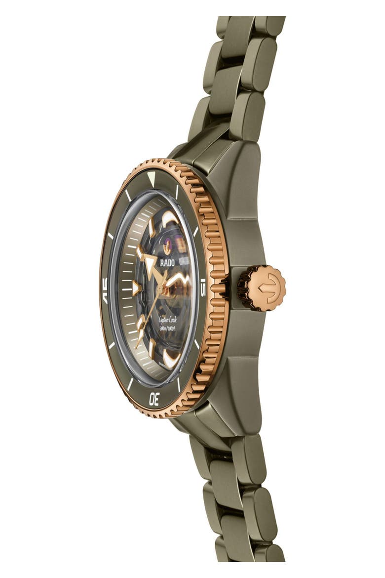 Captain Cook High Tech Ceramic Bracelet Watch, 43mm, Alternate, color, GREEN