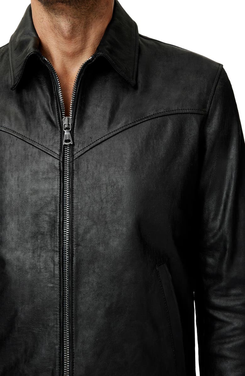 John Varvatos West Sheepskin Leather Zip-Up Moto Jacket, Alternate, color, Black