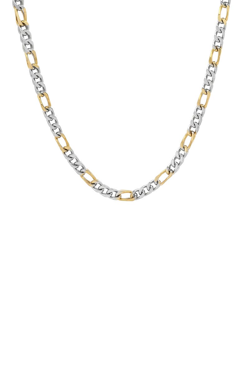 HMY JEWELRY Two-Tone Plated Figaro Chain Necklace, Main, color, TWO TONE