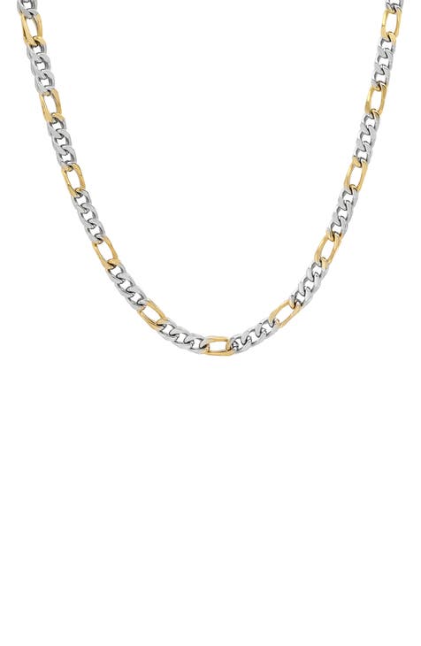 Two-Tone Plated Figaro Chain Necklace