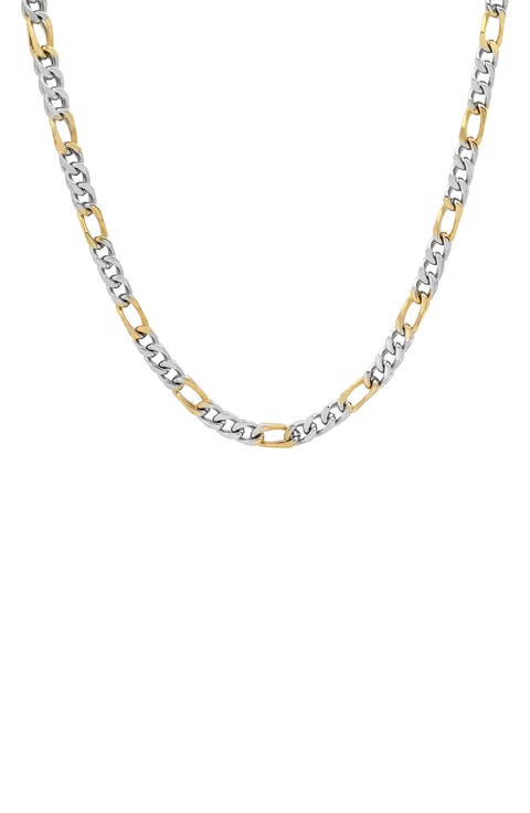 HMY JEWELRY Two-Tone Plated Figaro Chain Necklace