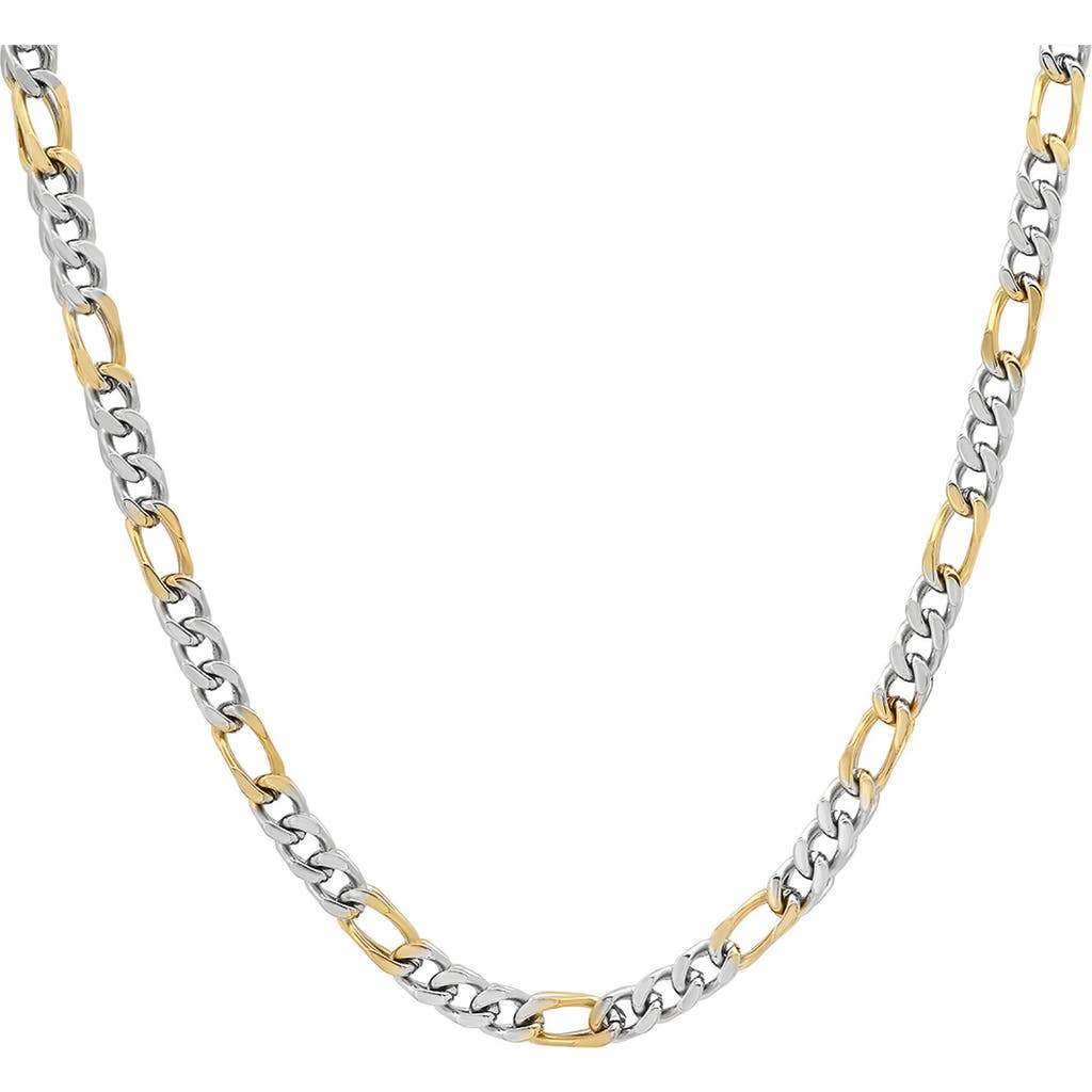 STEELTIME HMY JEWELRY Two-Tone Plated Figaro Chain Necklace in Two Tone at Nordstrom Rack