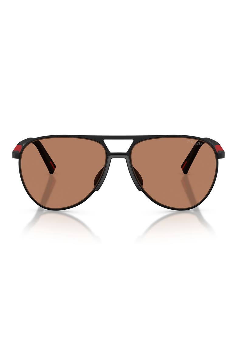 59mm Pilot Sunglasses, Main, color, BLACK RUBBERED / BROWN
