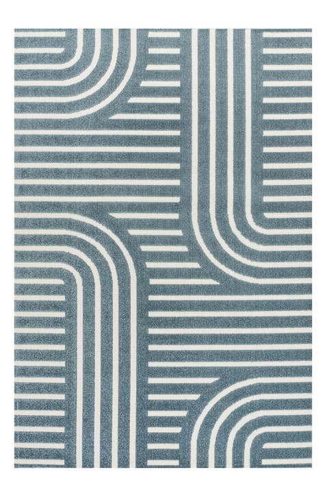 Anders MidCentury Modern Arch Stripe Two-Tone High-Low Area Rug