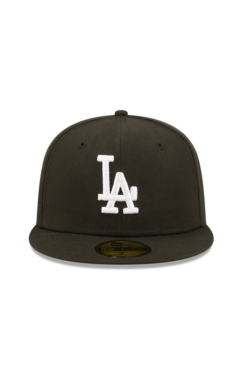 New Era Men's New Era Black Los Angeles Dodgers Team Logo 59FIFTY Fitted Hat, Alternate, color,